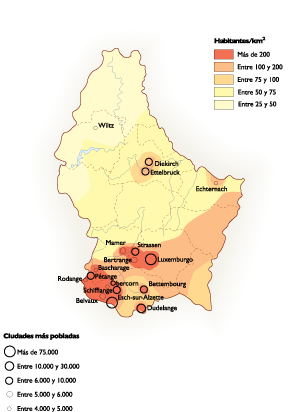 Luxembourg Population map