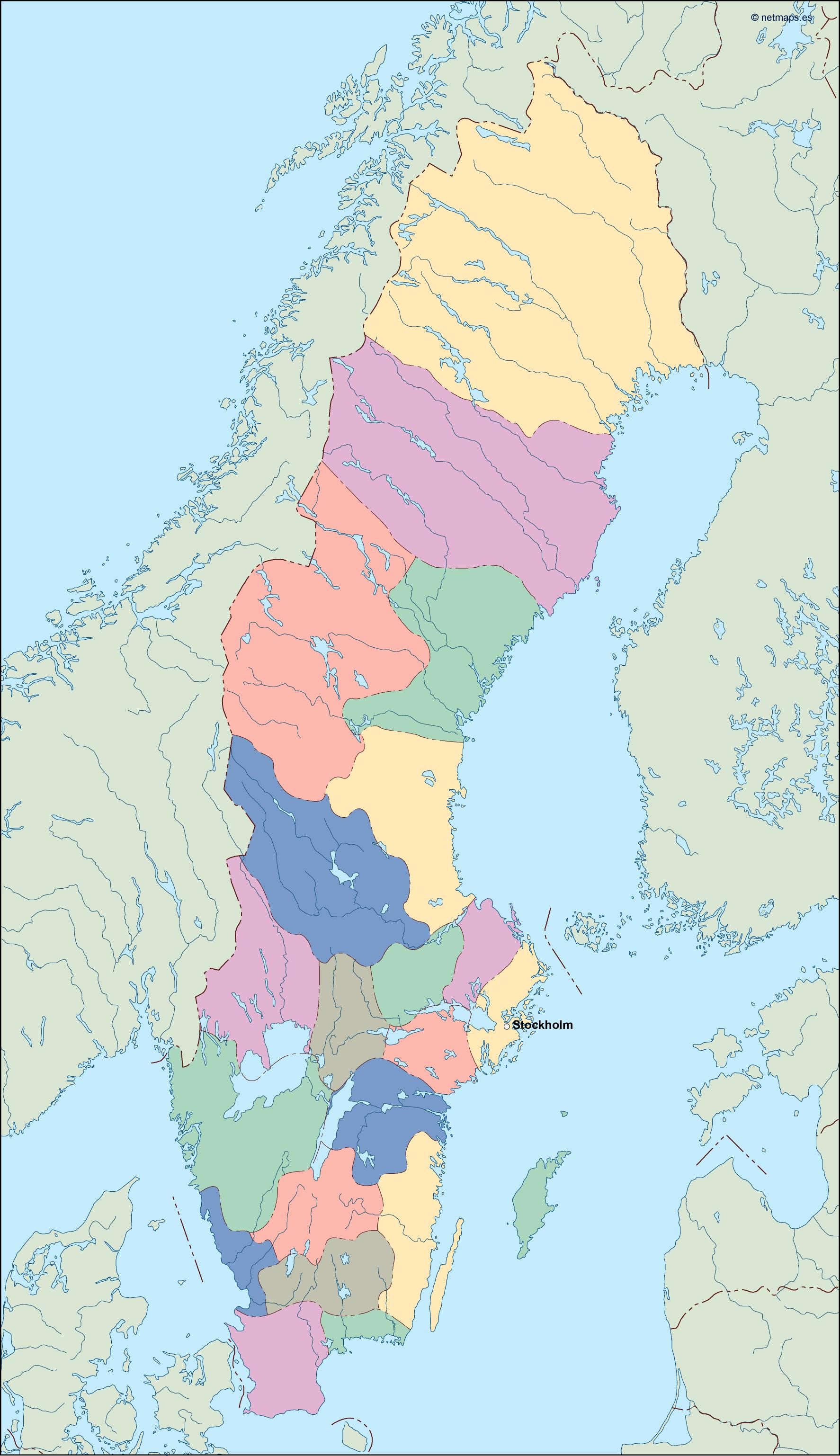 Sweden vector map preview