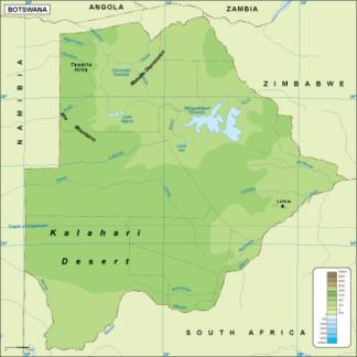 Map Of Botswana Pdf Botswana Physical Map | Vector Maps Files Illustrator To Download