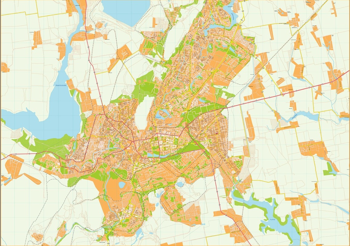 Krivoy rog Illustrator Map | Order and download Krivoy rog Illustrator Map
